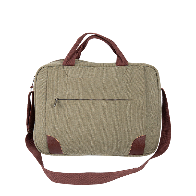 Laptop Messenger Bag - Canvas Crossbody Torka z wieloma przedziałami - zielony