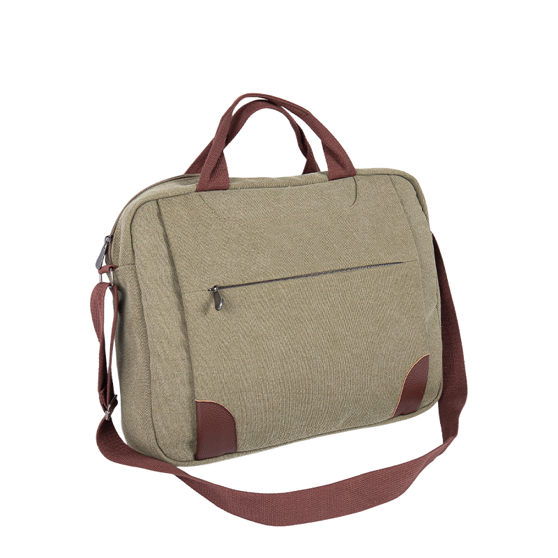 Laptop Messenger Bag - Canvas Crossbody Torka z wieloma przedziałami - zielony
